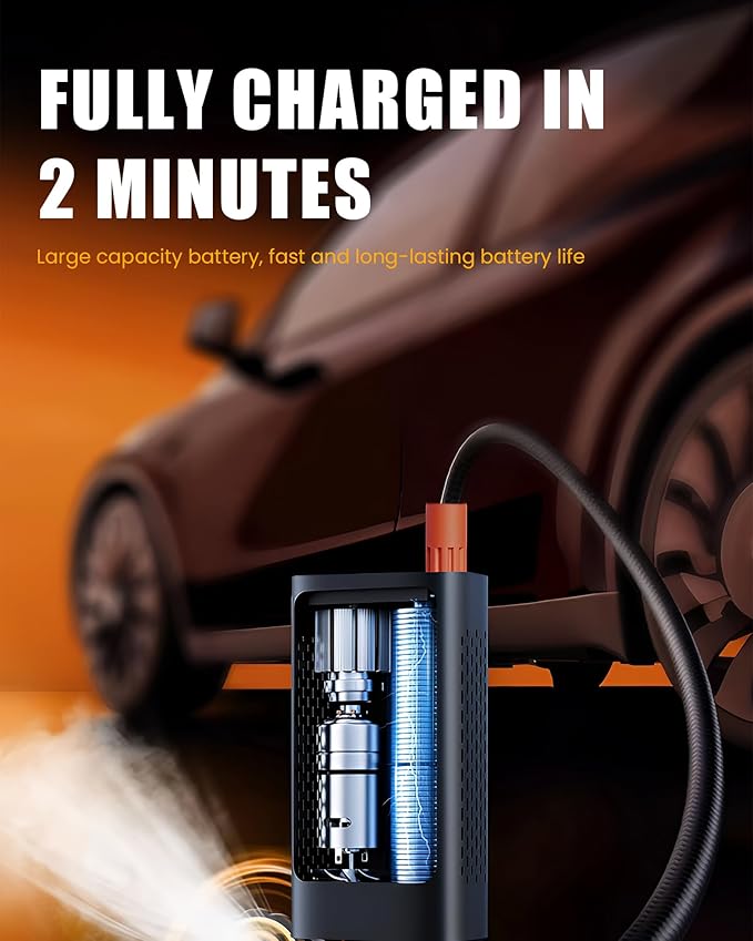 Tire Inflator Portable Air Compressor 150 PSI Cordless Mini Bike Tire Pump Air Pump for car Motorcycle Bicycle Balls Inflator with Pressure Gauge 15000mAh 6X Fast Inflation Auto Shutoff