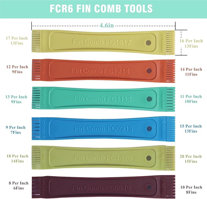 10PCS Air Conditioner Fin Comb Cleaner kit AC Coil Cleaning Brush 5 Different Fin Combs Condenser Fin Straightener AC Evaporator Comb Radiator Repair Clean Tool