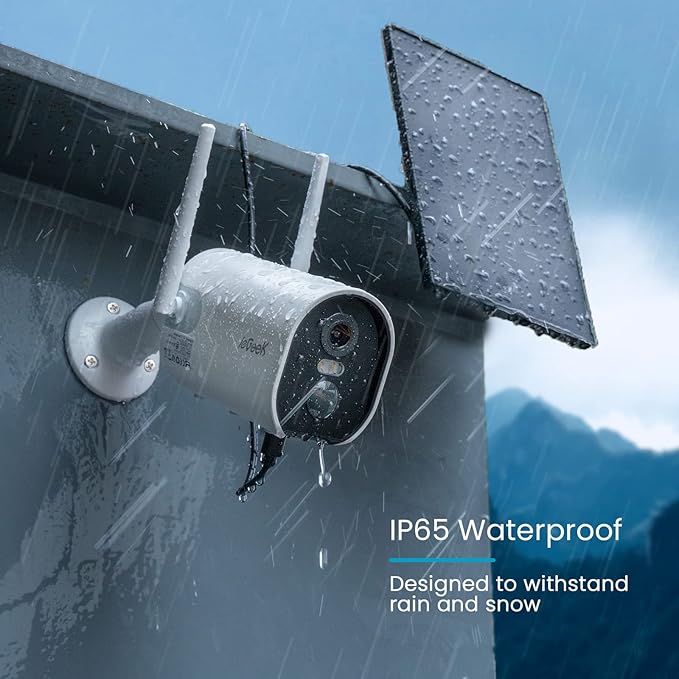 ieGeek Solar Security Cameras Wireless Outdoor 2 Pack, Battery Powered WiFi Home Surveillance Cam with Smart Siren & Spotlight, Motion Sensor Camera System 2K, 2 Way Audio/IP65 Waterproof