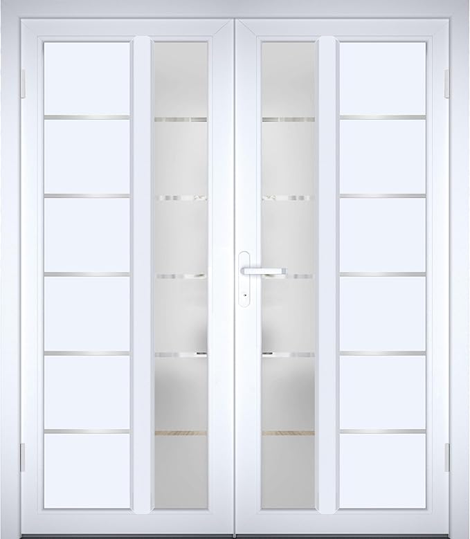 VDOMDOORS Front Exterior Prehung Metal-Plastic Double Doors/MANUX 8088 White Silk/Residential Doors Entrance Patio Garage 72 x 80