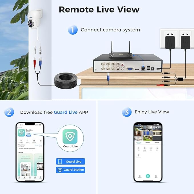 Hiseeu 3K Outdoor Wired Security Camera System with 8CH 5MP DVR,8 x 5MP IP67 PTZ CCTV Cameras,360°Coverage,Smart Dual Light & Audio,Person/Vehicle Detection,3TB HDD,100ft Night Vision,24/7 Recording