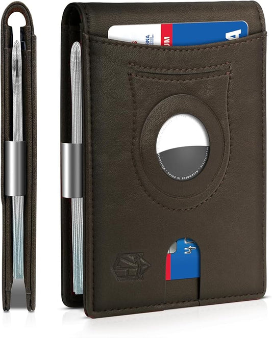 Zitahli Men's Wallets Airtag Holder Slim Rfid Leather with Gift Box