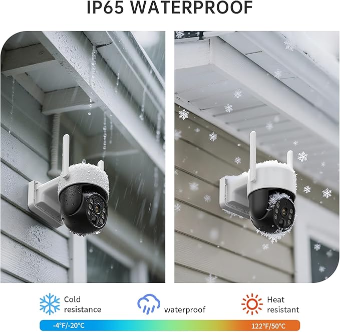 Solar Security Cameras Wireless Outdoor, 2K 360° View Battery Powered Outdoor Camera, Solar Outdoor Camera with PIR Motion Detection,Color Night Vision,2-Way Talk,IP65,Siren Alarm(1-Pack)