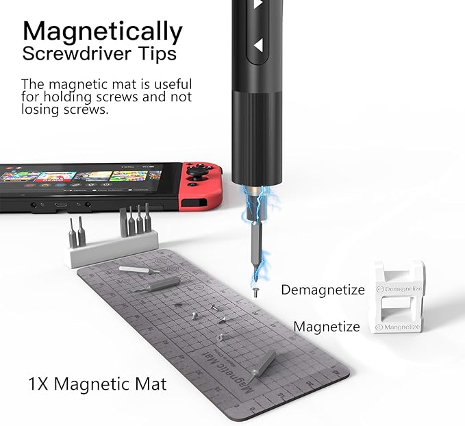 Electric Screwdriver Kits 66 in 1, Mini Screwdriver Sets, Precision Screwdriver Rechargeable with 56 Bits, Earphones Cleaner, Screwdriver Repair Tools for Camera, Laptop(Black)