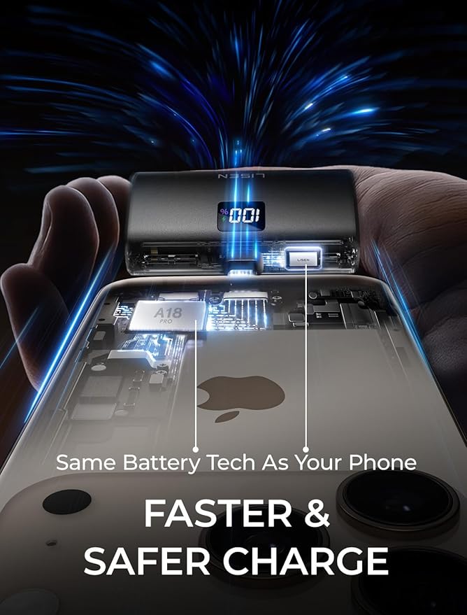 LISEN Mini Portable Charger 7000mAh Power Bank for iPhone 17 Pro Max Air 16 15, 22.5W PD Fast Charging Power Bank, Small Portable Charger USB C Samsung Google Pixel 9 iPad Pro/Air AirPods, Dark Grey