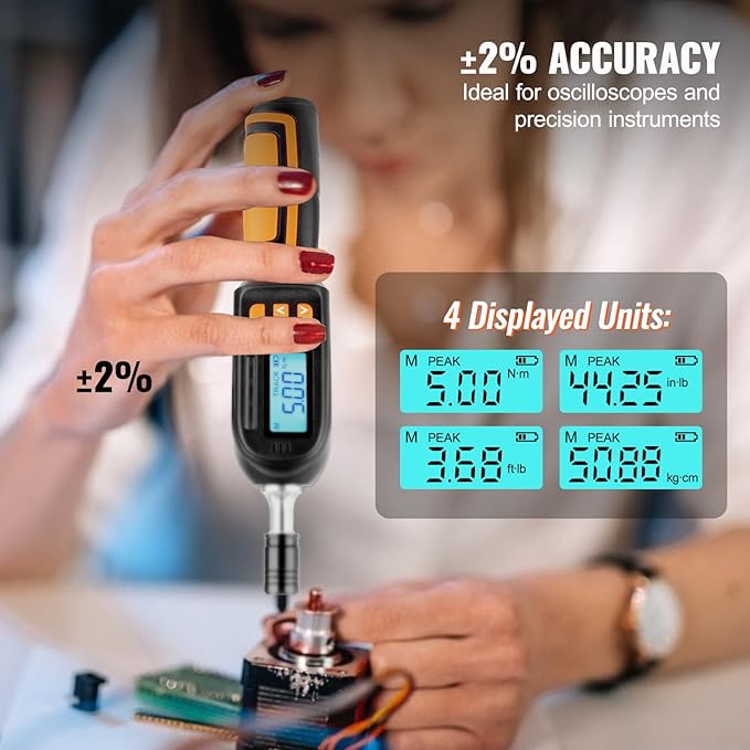 VEVOR Digital Torque Screwdriver, 1/4" Drive Screwdriver Torque Wrench, Electrician Torque Screwdriver with LCD, 2.65-70.67 in-lbs Torque Range, 0.01 N.m Increment Torque Screwdriver with Bits & Case
