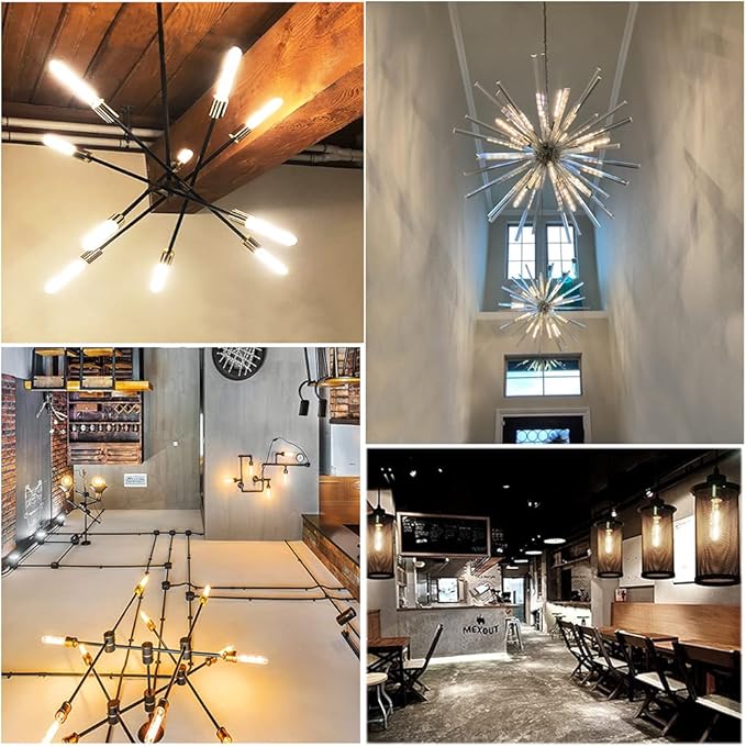 Leools Dimmable E26 Light Bulb 8W Equal 75 watt led Light Bulb Warm White 2700K AC120V Edison Light Bulbs 75 Watt 800LM Clear T10 led Bulb for Rustic Pendant,Industrial Pipe,Wall sconces,4Pack