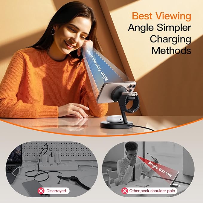 2025 3 in 1 Charging Station for Apple iPhone AirPods Watch with Mag-Safe Charger Wireless Charger Stand for iPhone 1716 15 14 13 12 Series AirPods iWatch Series - Gifts for Wife & Husband