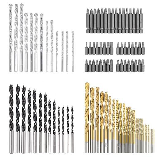 COMOWARE 100-Piece Drill and Driver Bit Set with Screwdriver Bits & Masonry Twist Drill Bits, HSS Titanium & Cr-V Steel Construction, Includes Molded Storage Case for Metal, Wood, Plastic, Masonry