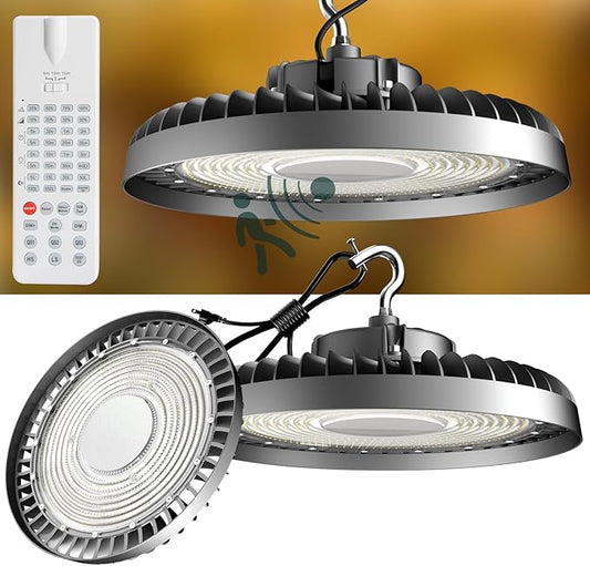 Smart 320W LED High Bay Light with Motion Sensor, 48000lm (Eqv.1200W MH/HPS) High Bay LED Shop Light 100-277V Commerical Grade UFO Lights(Remote Buy Separate)