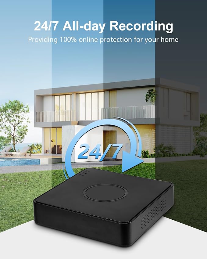 1080P Wired Security Camera System, AIWIXEN 8CH CCTV Surveillance DVR with 1TB Hard Drive, 4 x Home 5MP Wired Security Cameras Outdoor with Human Vehicle Detection, IP68 Waterproof, Remote Access
