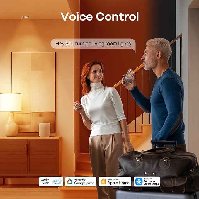 OREiN Matter Smart Light Bulb, 1600 Lumens 100W Equivalent Smart Light Bulbs, Color Changing Light Bulbs Work with Apple Home, Alexa, Google Home, SmartThings, A21 Smart Bulbs 2.4Ghz WiFi, 2Pack