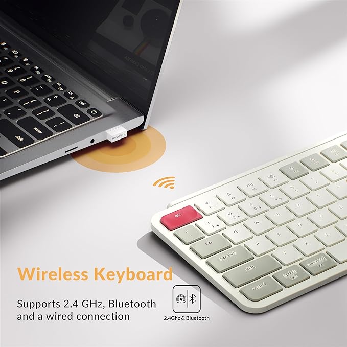 Keychron B1 Pro Ultra-Slim ZMK/Launcher Wireless Bluetooth 2.4 GHz/Wired Connection Keyboard for Mac Windows Linux - Retro Red