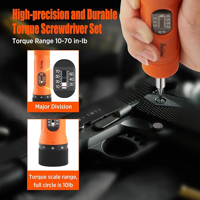 36Pcs Torque Screwdriver Wrench Driver Set 10-70 Inch Pounds lbs with 29 S2 Bits,5 Drive Sockets ,1/4" Socket Adapter for Maintenance,Tools, Bike Repairing and Mounting.