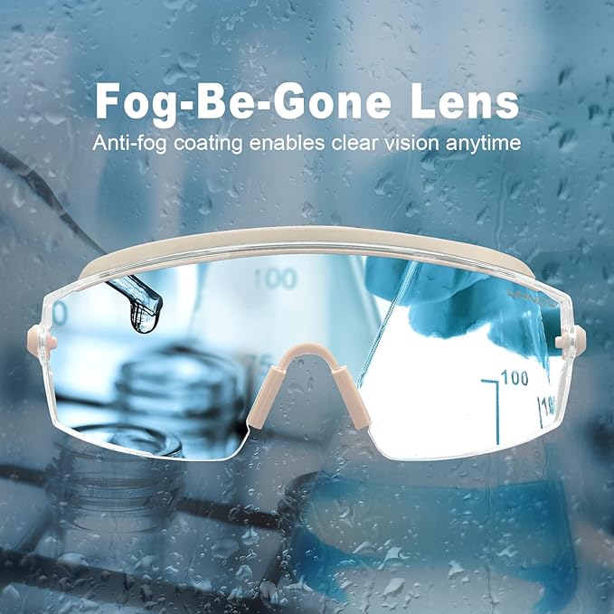 UKNOW Safety Goggles Over Glasses, Anti Fog Safety Glasses with Clear Wraparound Lens, ANSI Z87.1 Protective Eyewear