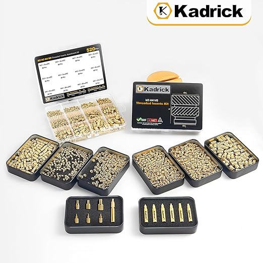 Professional Heat Set Insert Tool Kit: 80W Soldering Iron Heat Insert Tool with 520pcs Brass Inserts & Heat Set Insert Tips (M2-M8) for 3D Printing