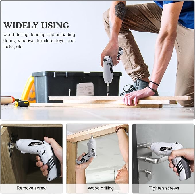 MQFORU Cordless Screwdriver, 48 in 1 Electric Screwdriver, Rechargeable 3.6V Portable Cordless Drills Kit, Dual Position Handle with USB Cable LED Light for Home Office DIY Tools