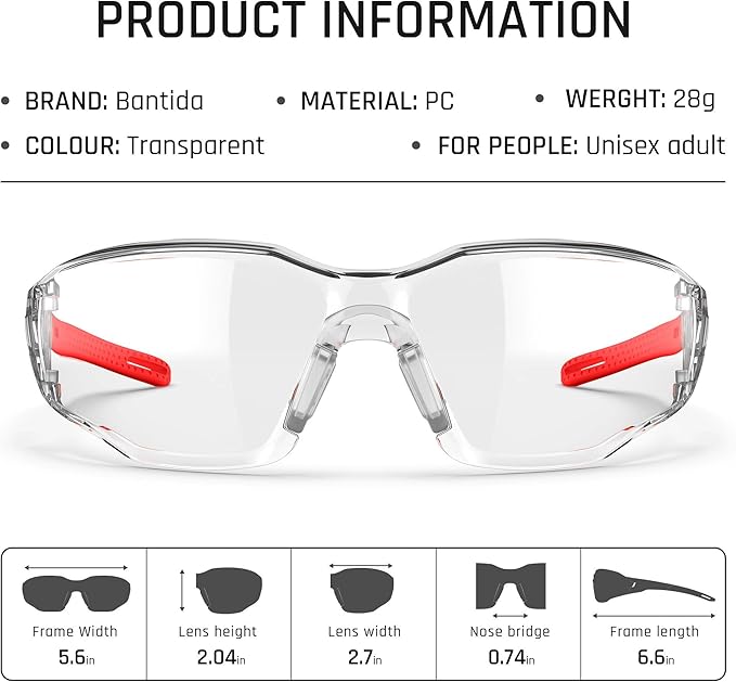 Safety Glasses Anti-Fog Goggles Clear Lens,Adjustable Frames Blue Light Blocking Eye Protection For Men Women