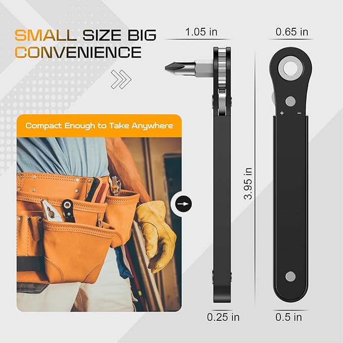 Right Angle Screwdriver Set: Mini Ratchet Screwdriver with Low Profile Offset Handle, Tamper Proof Torx, Hex Bits, Square Drive Bit, EDC Tool Set for Tight Spaces, Christmas Gifts for Men Dad Husband