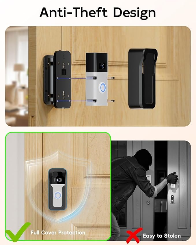 ZUMIMALL Adjustable Angle Video Doorbell Mount, Adjust 90 Degrees Wireless Camera Doorbell Bracket Holder for Home Apartment Office Room, Easy Installation, Suitable for Most Doorbells