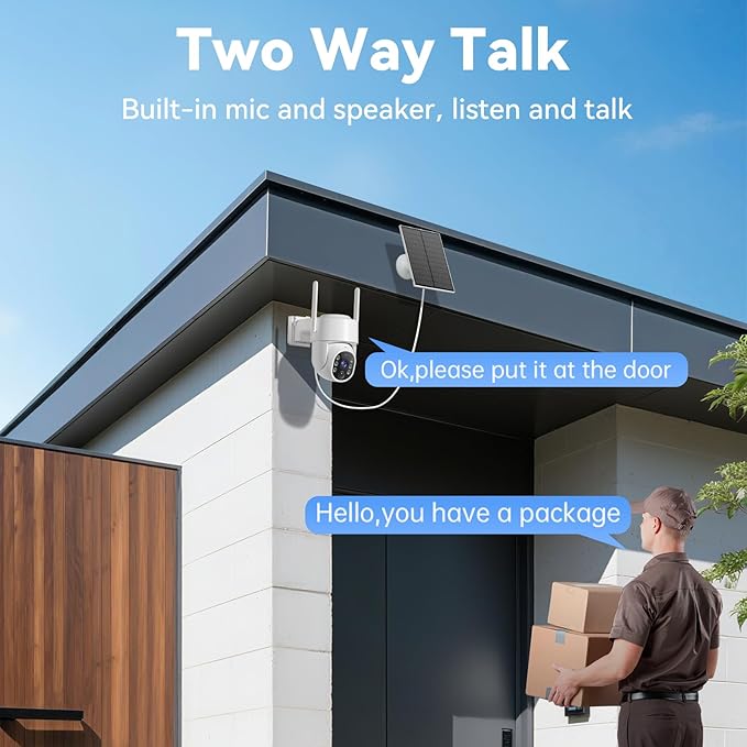 4G LTE Cellular Security Camera, No WiFi Security Camera Outdoor Wireless Solar Powered, Built-in SIM Card, 2K Color Night Vision, Human Detection Alerts, with 64G SD Card, 2-Way Audio, 360° Live View