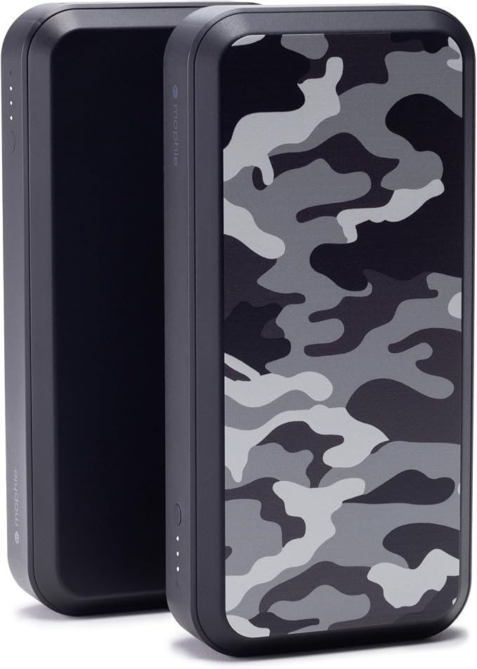 Mophie powerstation prime20 - Ultra-Compact Portable Power Bank with 20,000mAh Internal Battery, 18W USB-C PD Fast Charging, 3-Device Simultaneous Charging, Black & White Camo
