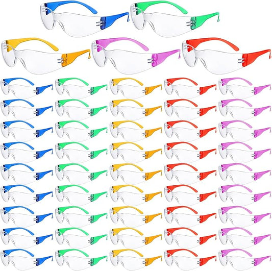 100 Pack Safety Glasses Bulk Protective Eyewear Goggles Eye Protection for Men Women Work Science Lab Construction