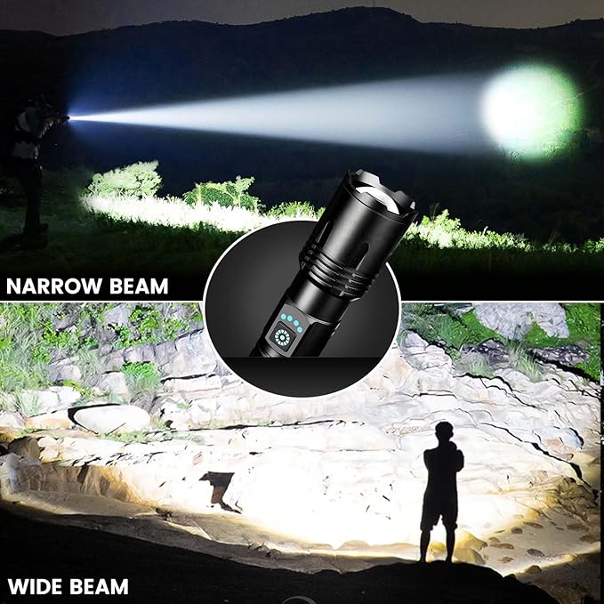 Rechargeable Flashlights High Lumens, 99,000 Lumens Super Bright Led Flashlights with 5 Modes & Waterproof, Powerful Handheld Flashlight for Camping Home (2 Pack)