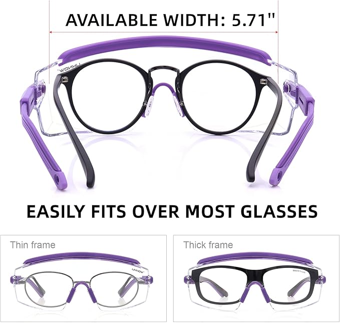 UKNOW Safety Goggles Over Glasses, Anti Fog Safety Glasses with Clear Wraparound Lens, ANSI Z87.1 Protective Eyewear