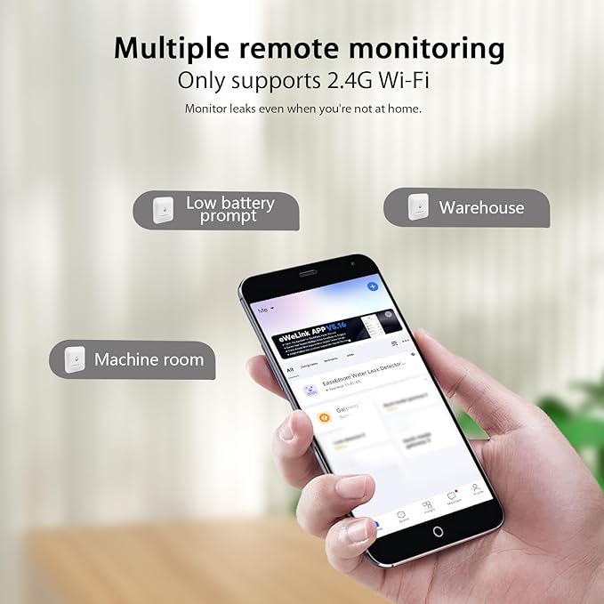 Water Leak Detector for Home - Hub & Mini Water Leak Sensor 4-Pack,App Notifications,Sensors for Kitchen/Bathroom,Smart Water Leak Sensor