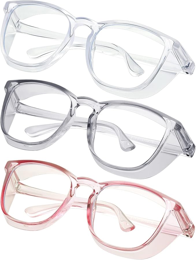 Safety glasses Goggles Nurses Protective Eyewear - Anti Fog Square Frame Stylish Clear Glasses for Women Men