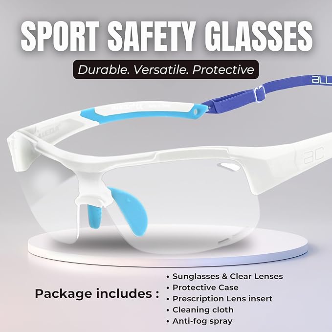 BLUE CUT Sports Safety Goggles Interchangeable Sun Lens Anti Fog UV Protection Indoor Outdoor Pickleball Cycling Basketball