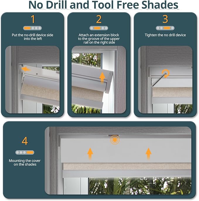 Motorized Blinds No Drill Automatic Blinds for Windows Cordless Roller Shades Electric Blinds with Remote Control Smart Blinds (Linen, 24 x 72)