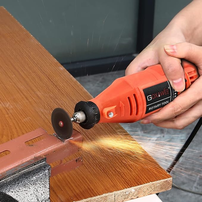 GOXAWEE Rotary Tool Kit with Keyless Drill Chuck and Flex Shaft, Variable Speed Electric Multiuse Tool & 140 Accessories for Cutting, Drilling, Engraving, Grinding, Sanding, Polishing, Crafts, and DIY