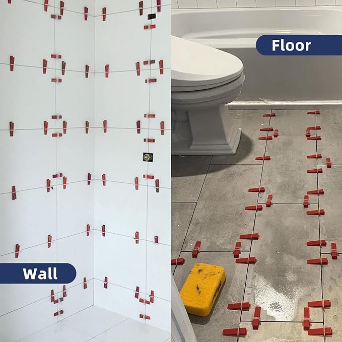 Tile Leveling System with Tile Plier, 1000-Piece Tile Spacers Clips and 200-Piece Reusable Wedges, Tile Leveler Tool Set for Ceramic Tile and Stone Installation (1/8 Inch Tile Spacers)