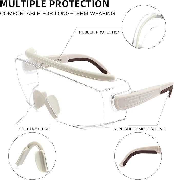 Safety Glasses Over Eyeglasses Anti Fog Safety Goggles Protective Glasses With Adjustable Frame For Men Women