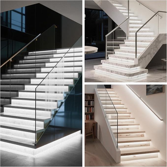 Smart Motion Sensor Stair Light for Indoor Use with Main Wire, No Wiring Required 40 inches Long COB LED Stair Lights Indoor with Remote Controller (Cool White 6000K, 16 Stairs)