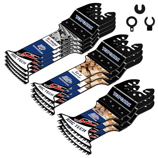 10 PCS Oscillating Saw Blades Professional Japanese Teeth Multitool Blades for Wood Plastics Metal, Multi Tool Blades Kits Compatible with Dewalt, Milwaukee, Ryobi, Rockwell, Bosch