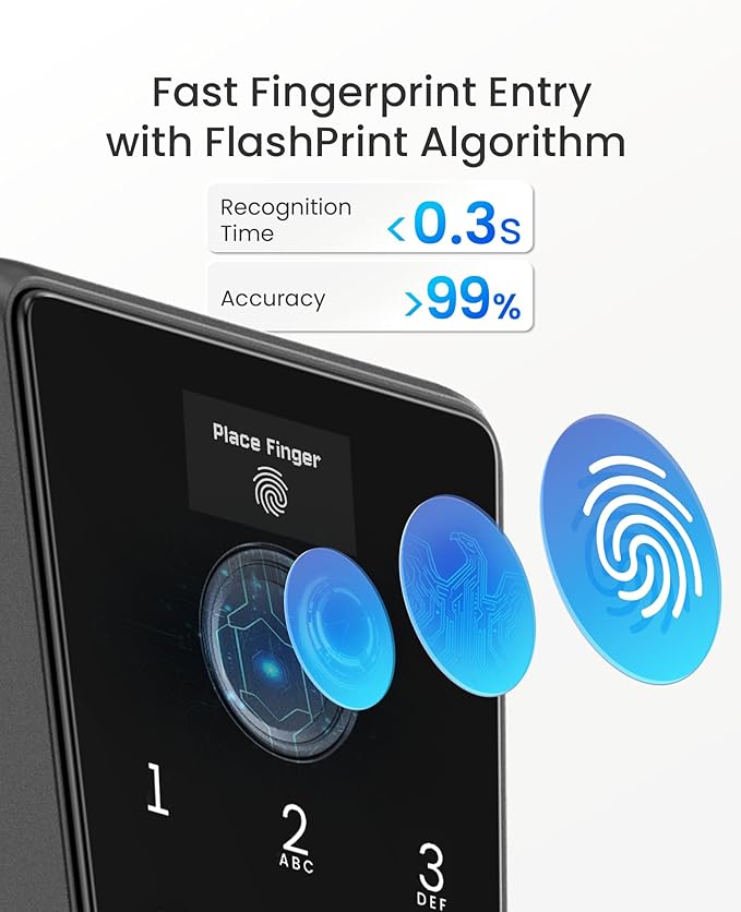 DESLOC Smart Lock D110 Plus, Fingerprint Keyless Entry Door Lock, Built-in Wi-Fi, App Remote Control, Smart Locks for Front Door, Keypad Deadbolt with LockVue Display, IP54, BHMA Grade 3, Black