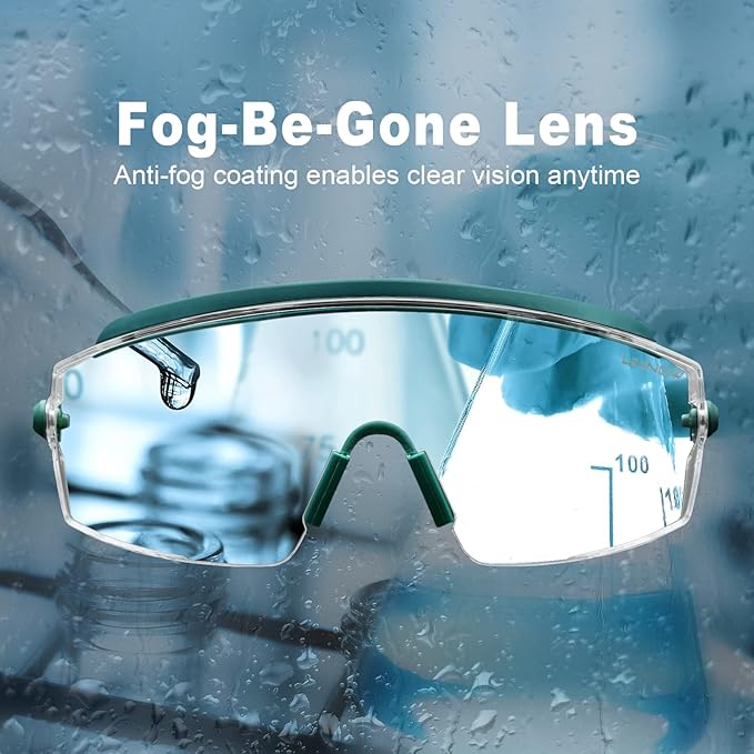 UKNOW Safety Goggles Over Glasses, Anti Fog Safety Glasses with Clear Wraparound Lens, ANSI Z87.1 Protective Eyewear