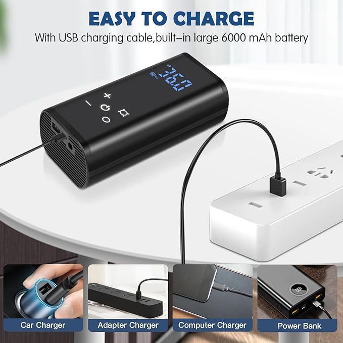 YUGUANG Tire Inflator Portable Air Compressor, 150PSI Air Pump for Car Tires Faster Inflation Electric Cordless Tire Pump with Digital Pressure Gauge for Car, Bike, Motorcycle, Ball