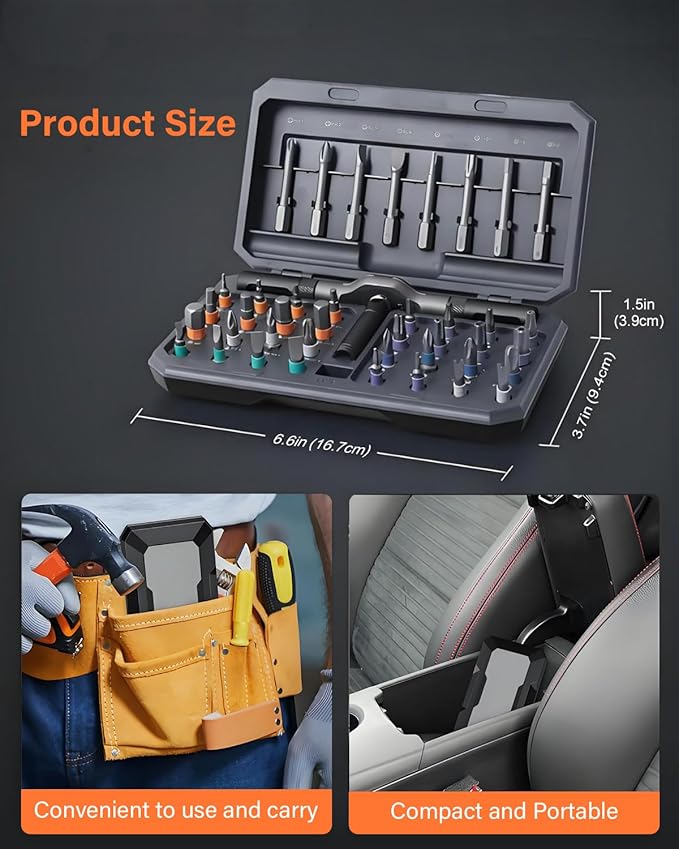 42 in 1 Ratchet Screwdriver Set, Magnetic Screwdriver Set, DIY Multi Bit Magnetic Drive Set with Detachable Ratchet Handle, Portable Compact Repair Tool Kit for Furniture Computer Bicycle, Grey