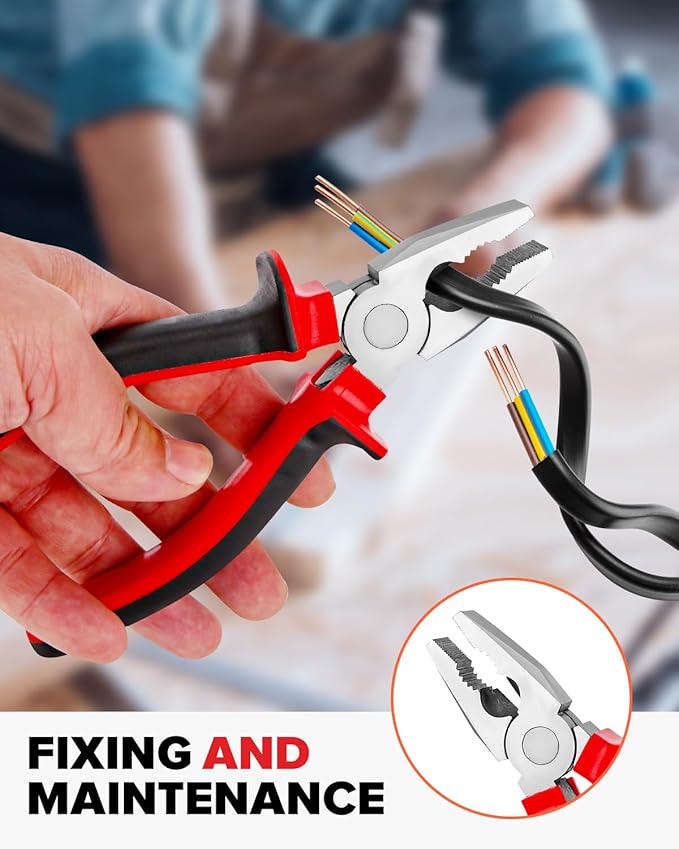 13pcs General Household Tool Set, Home Tool Kit with Plastic Toolbox for DIY, Maintenance, Perfect for Students & Homeowners (Red)