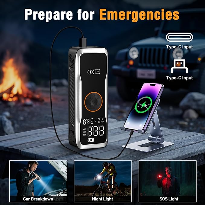 Tire Inflator Portable Air Compressor, 150PSI Air Compressor with Digital Pressure Gauge, 20000mAh & 4X Faster Portable Air Pump for Car, Motorcycle, Bicycle, Ball and More