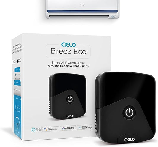 Breez Eco | Smart AC Controller for Mini Split, Window, Portable ACS | WiFi, Alexa, Google, Siri Shortcuts, SmartThings, IFTTT, Free App, NO Subscriptions | Schedules, Geofencing, Comfy (Black)