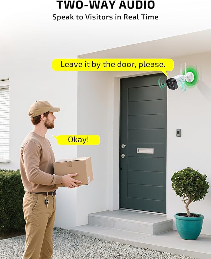 《Dual Antennas & 130°Wide Angle Lens》Wireless Security Camera System Outdoor, WiFi Cameras for Home Video Surveillance Systems