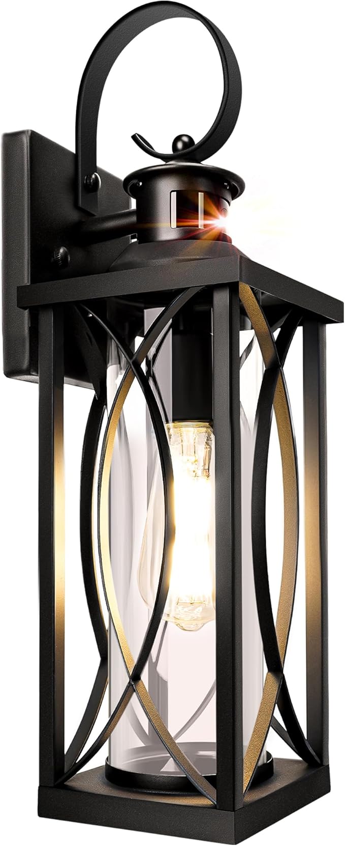 DBF Dusk to Dawn Motion Sensor Outdoor Lights 17.5 Inch, 3 Lighting Mode Exterior Light Fixtures Porch Lights Outdoor Wall Sconces Waterproof Anti-Rust, Black Wall Lanterns for House Front Door Garage