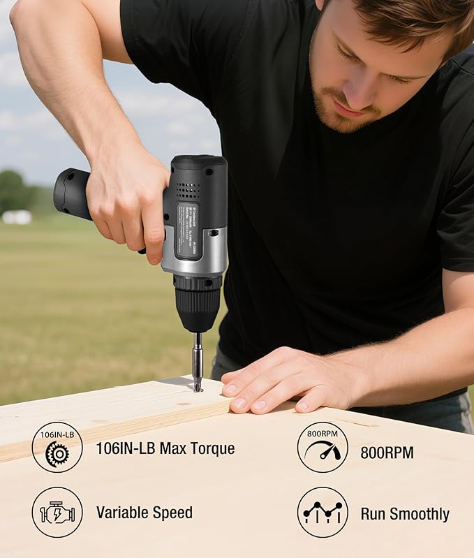 WORKPRO 8V Cordless Drill Set, 2Ah Electric Power Drill with 3/8'' Keyless Chuck, 15pcs Bits, Type-C Charging, Built-in LED and Variable Speed for Drilling and Screwing