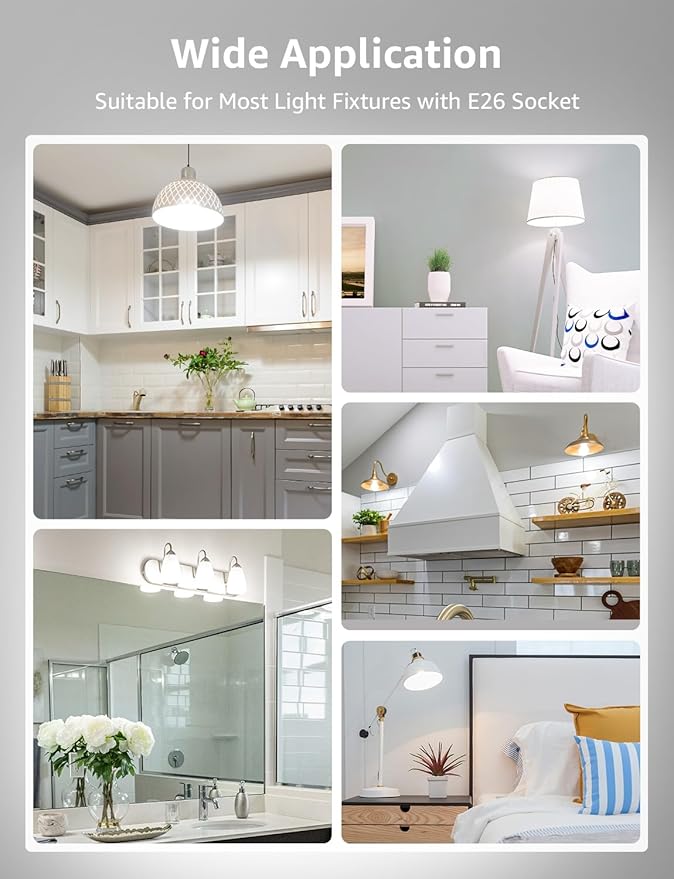 Lepro Dimmable LED Light Bulbs 100 Watt Equivalent, 14W 1500LM Daylight White 5000K, A19 E26 Standard Medium Base, UL FCC Listed, 15000 Hour Lifetime, 6 Pcs