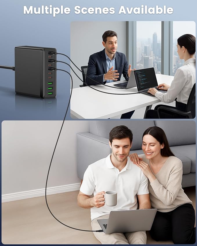 USB C Charger Block, 780W 10 Port Charging Station USB Charger Block Double 120W Gan Laptop Fast Charging Compatible with MacBook Air/Pro, iPhone, iPad, Dell XPS, Samsung Galaxy Note